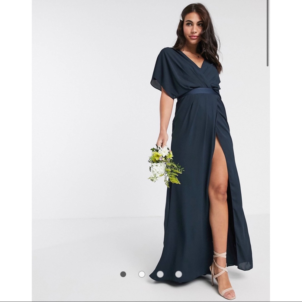New Asos cowl neck navy blue formal dress sz 12